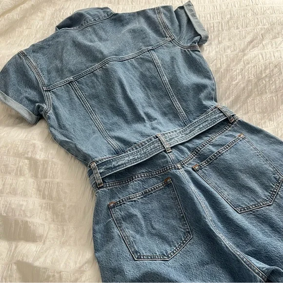 Abercrombie and Fitch 90s Relaxed Denim Jumpsuit Medium Tall - Picture 7 of 8